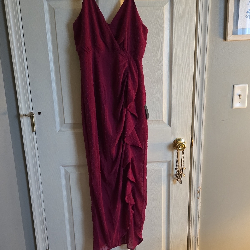 Elegant Fuschia Faux Wrap Dress Lulus NWT LARGE